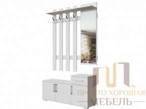 Вешалка с зеркалом 0,8 м №3 Ясень Анкор светлый в Березниках - berezniki.magazin-mebel74.ru | фото